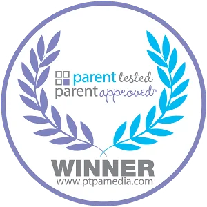 A badge of the winner in the Parent Tested Parent Approved plebiscite for the Nosiboo Pro Electric Nasal Aspirator