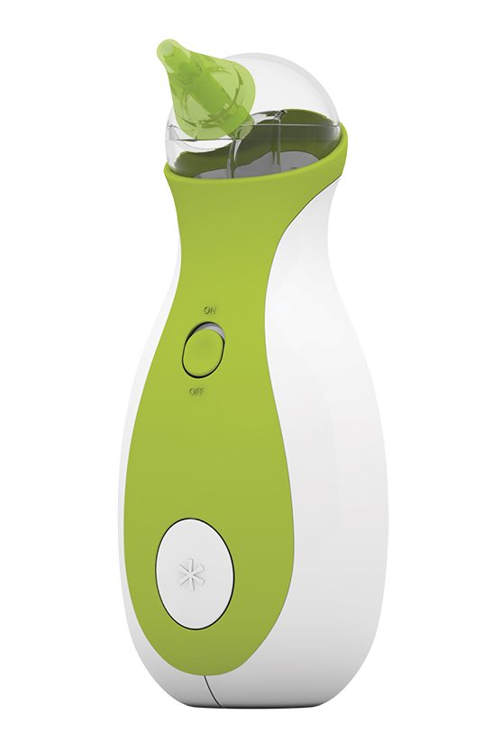 Nosiboo Go Portable Nasal Aspirator for babies to clear little noses on the go: angled view